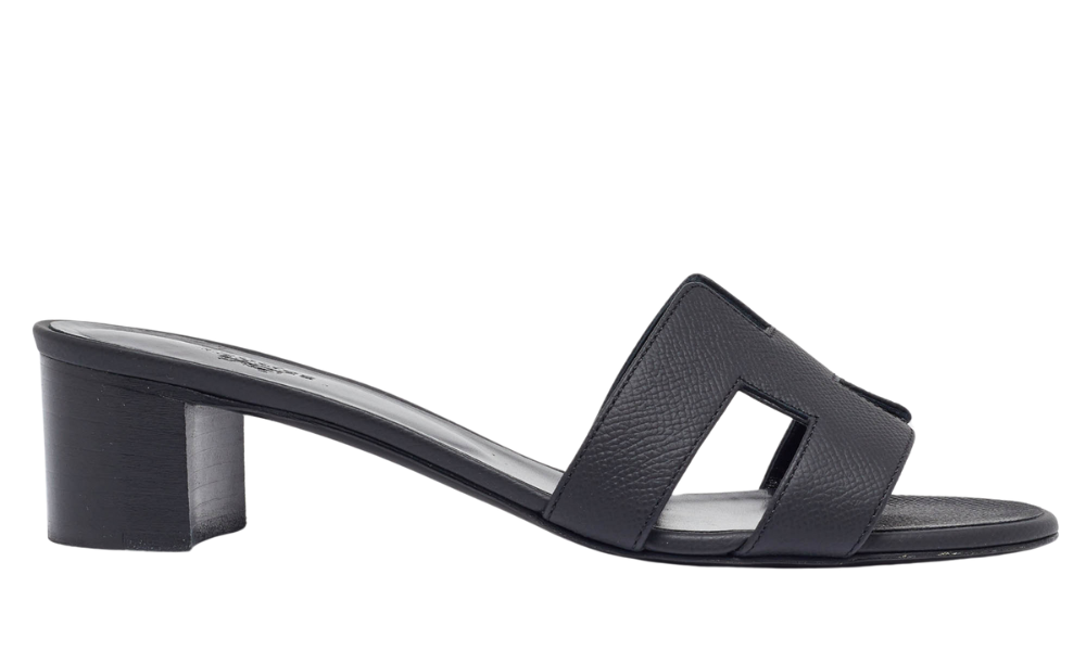 Hermès Leather Oasis Slide Sandals "Black"