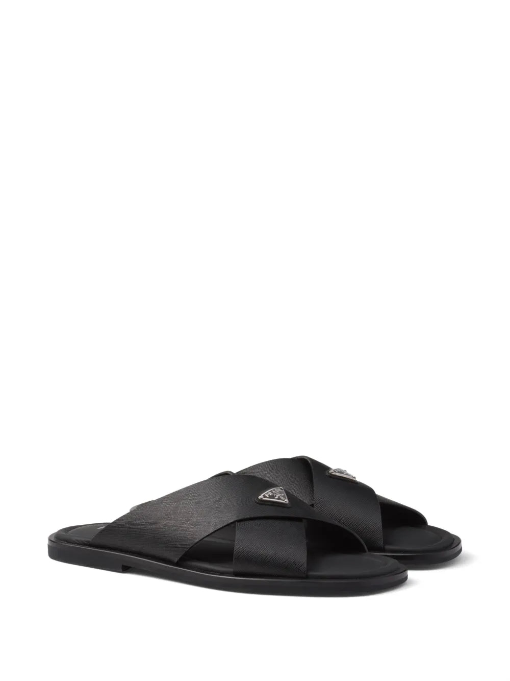 Prada suede crisscross slides black