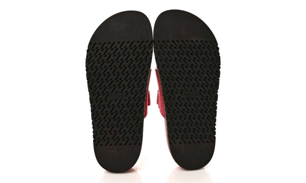 HERMES Suede Goatskin Womens Chypre Sandals Rose Aphrodite