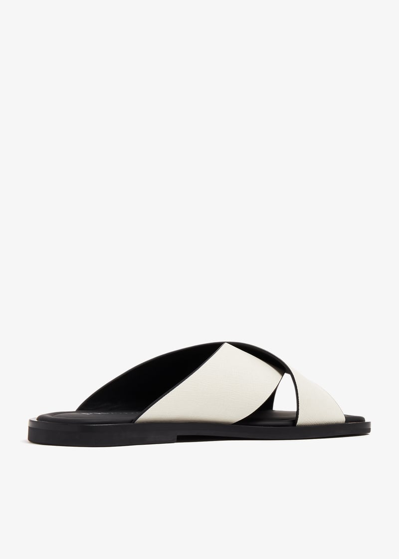 Prada suede crisscross slides White