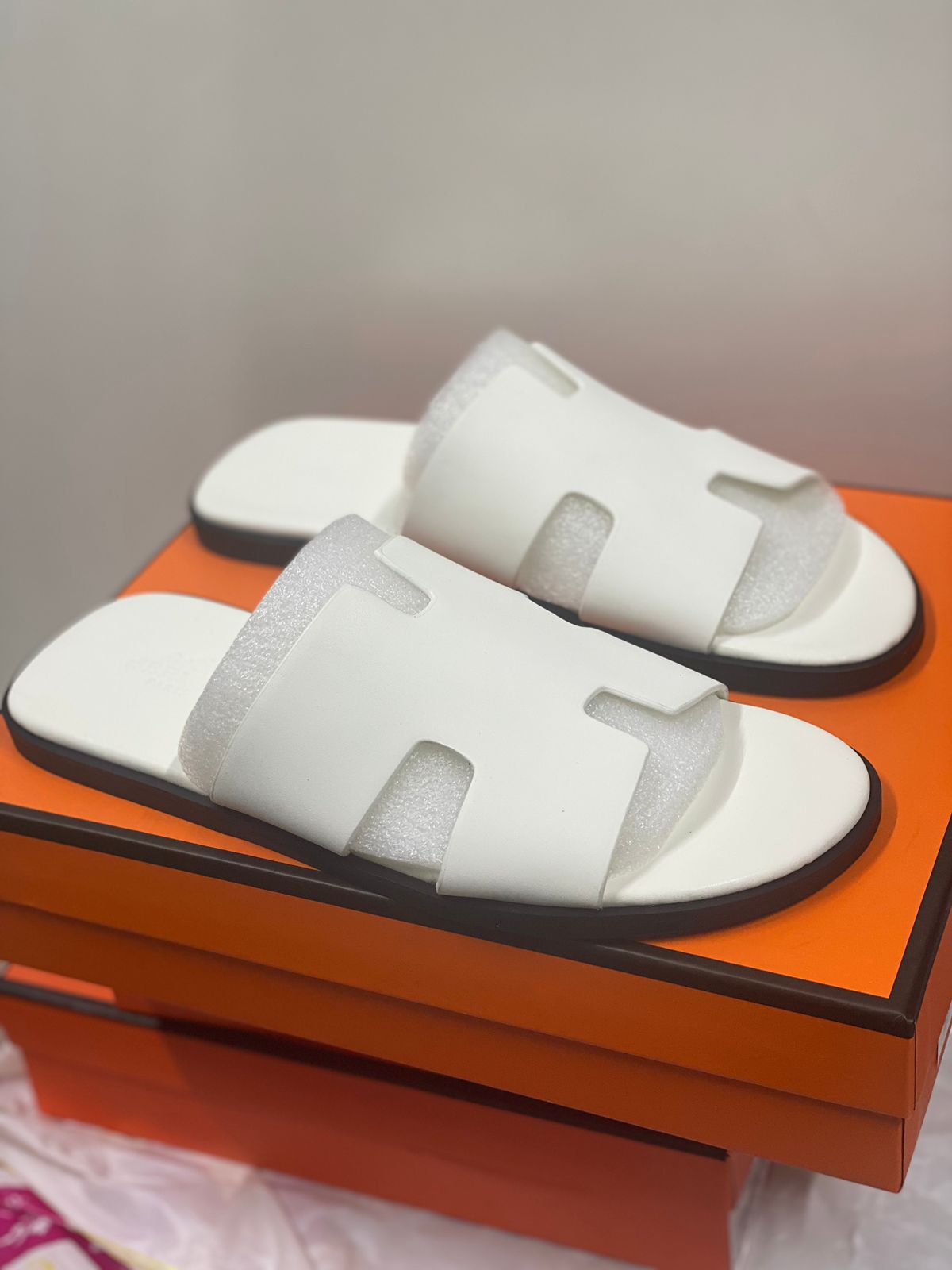 Hermes Izmir White Sandals